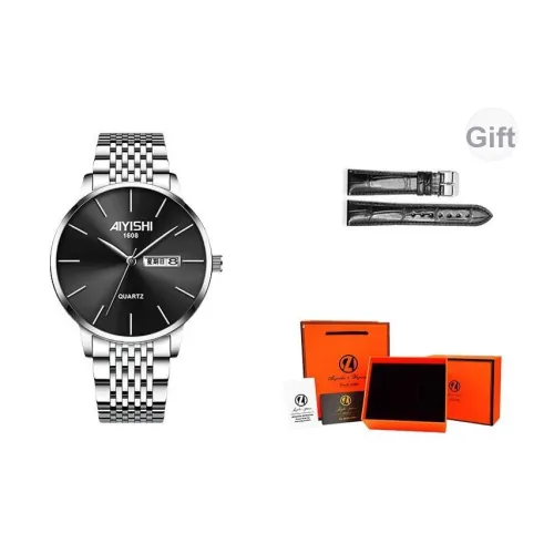 AIYISHI Кварцевый механизм Часы Мужские Черный циферблат