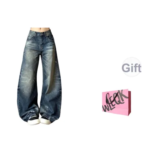 WLEQK Синий Женские Джинсы