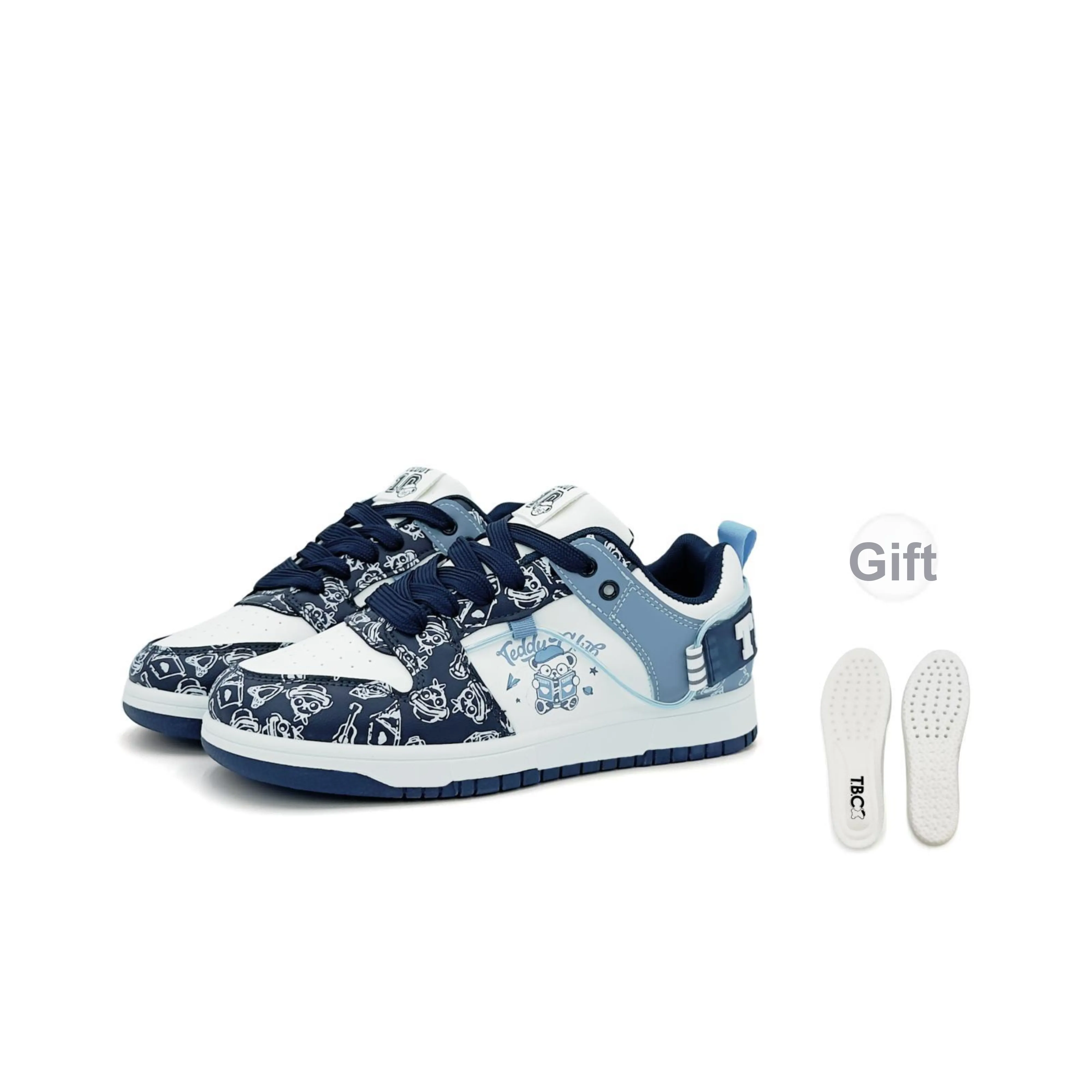 Коллекция Teddy's Low Top Скейтборд Кроссовки Мужские Белые и Синие