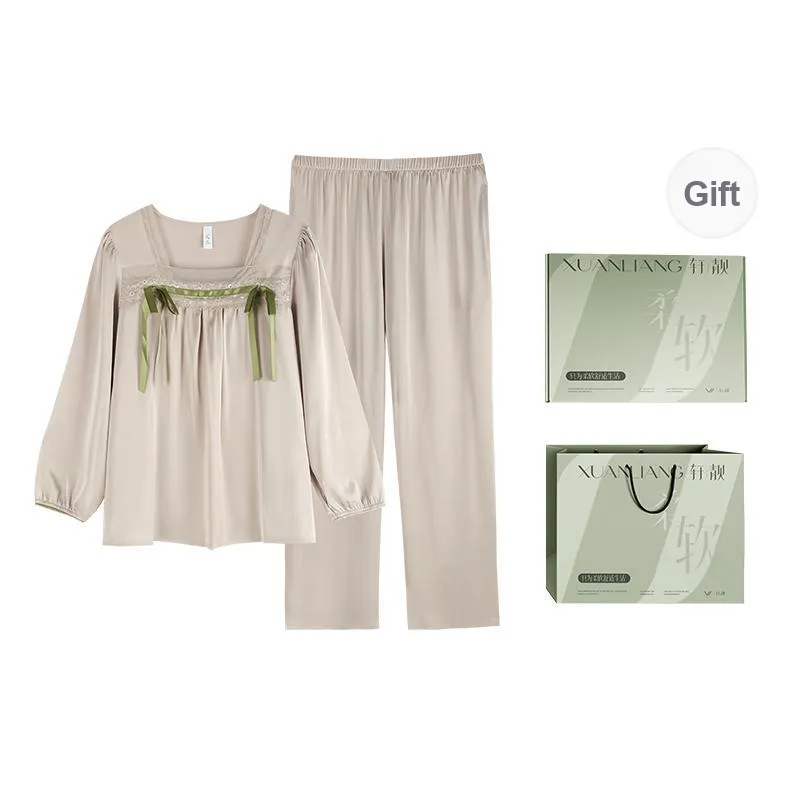 Xuan Liang Pajama Set Women's Gift Box Set Tea Gray-0