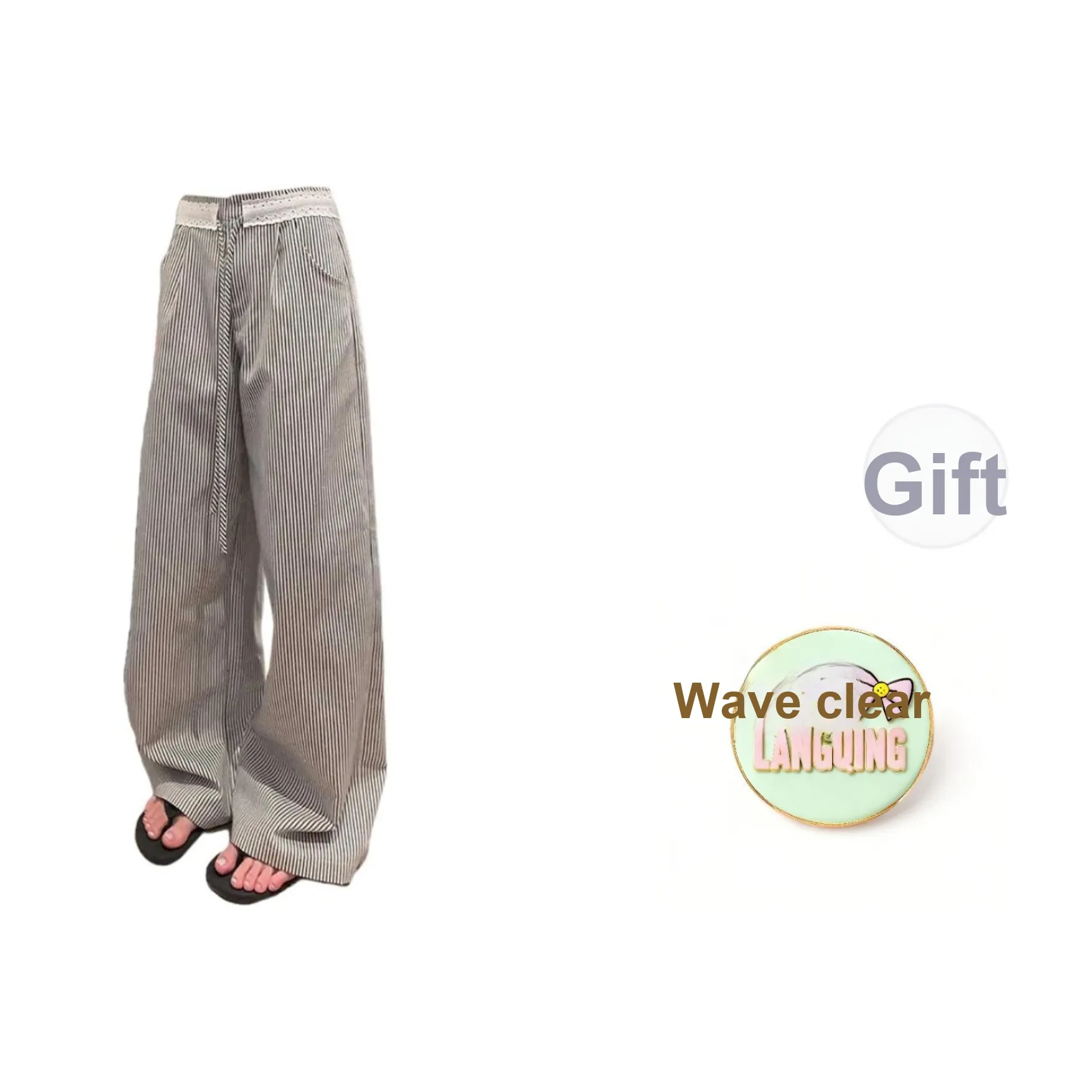 LANGQING Полосатые брюки с подарками Wangqing бренд наклеенный женские повседневные брюки
