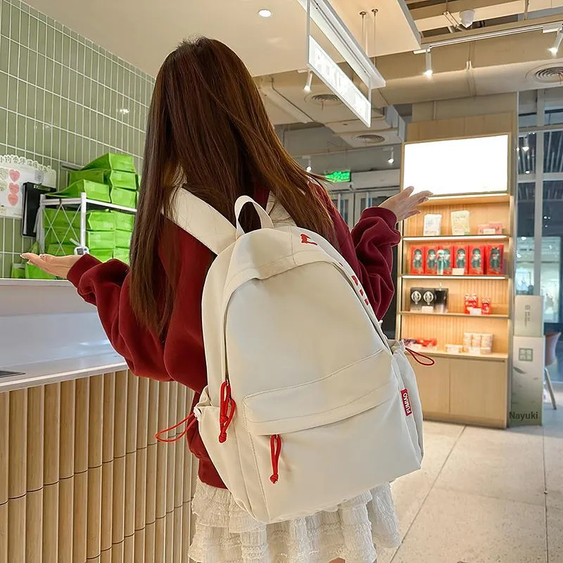 LUVISTRUE Nylon Backpack Unisex White/Black/Burgundy/Yellow/Navy Blue-4