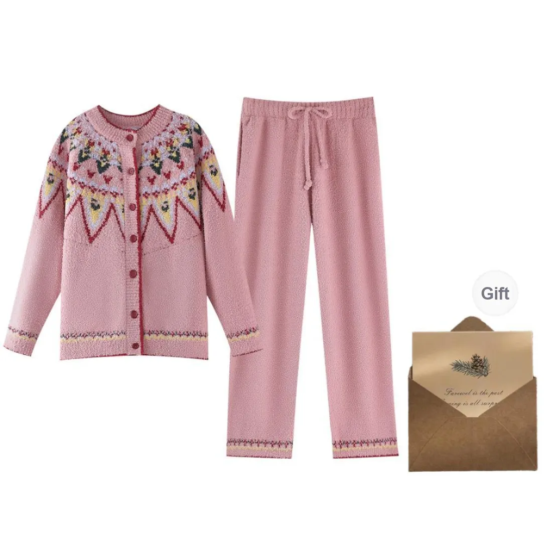 ZumashL Luxury Designer Series Pajama Set Women's Light Snowberry Red