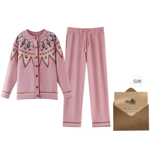 ZumashL Luxury Designer Series Pajama Set Women's Light Snowberry Red