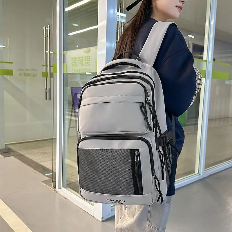 Yalu Nylon Backpack Unisex White/Gray/Black/Red-18