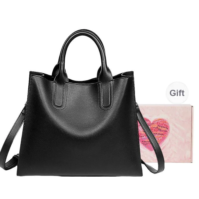 NATTY Cow Leather Tote Bag Armhole Bag Shoulder Handbag Regular Women's Black-0