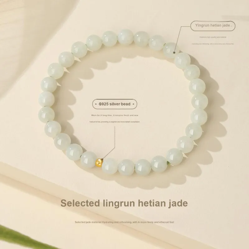 Olampe Hetian Jade Bracelets White Jade/Pale Greenish White Jade Women's-3