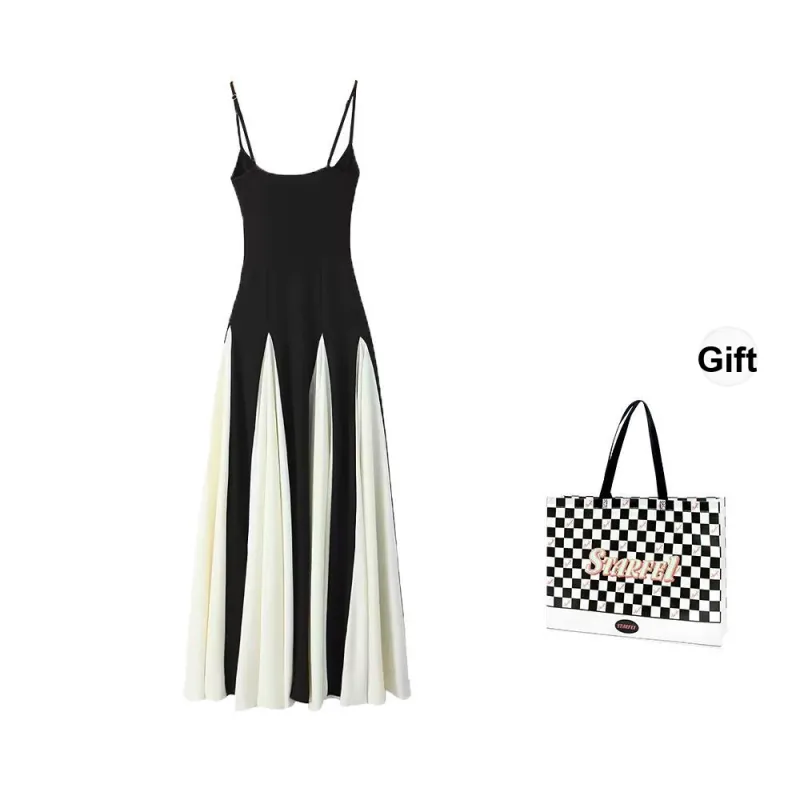 STARFEI Slip Dresses Women's Black White-0