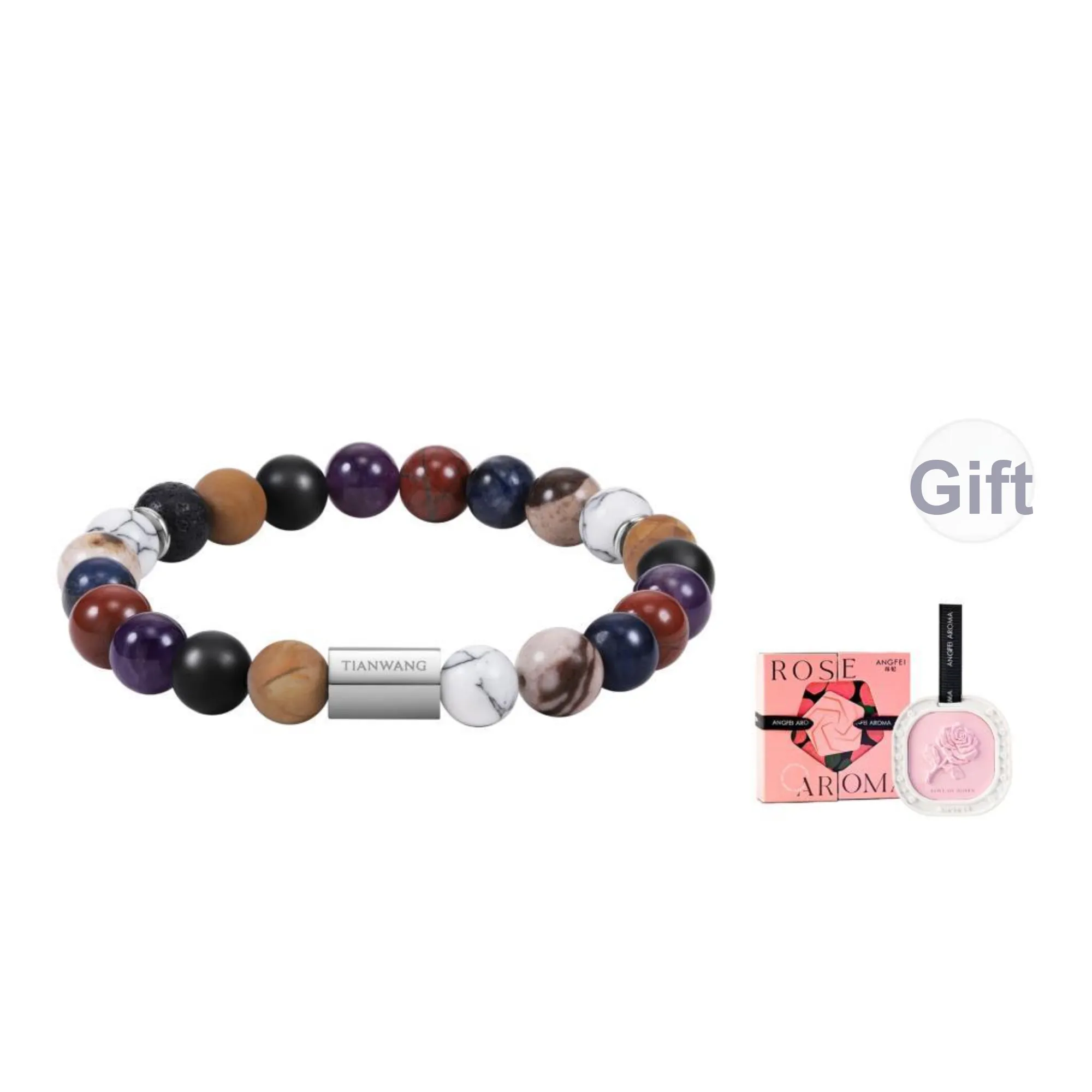 TIANWANG Agate Volcanic Stone Beaded Bracelet, Peace And Joy, Elastic String Unisex