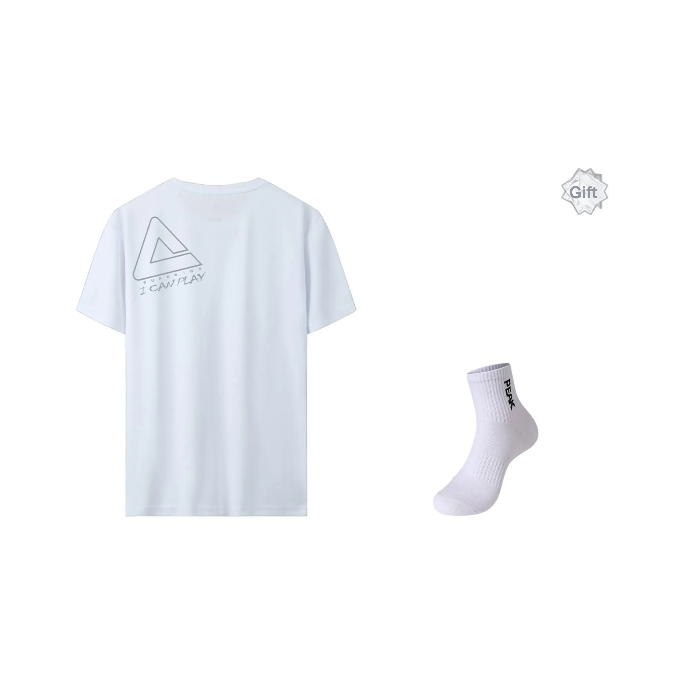 PEAK T Shirts Men's White With Socks