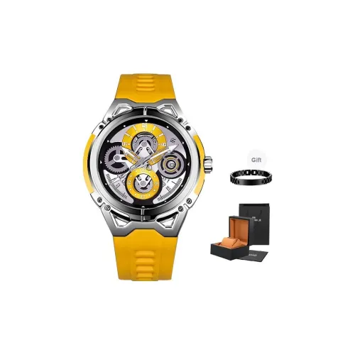 FR Four Pack Collection Кварцевый механизм Силиконовый ремешок Унисекс Желтый циферблат часов