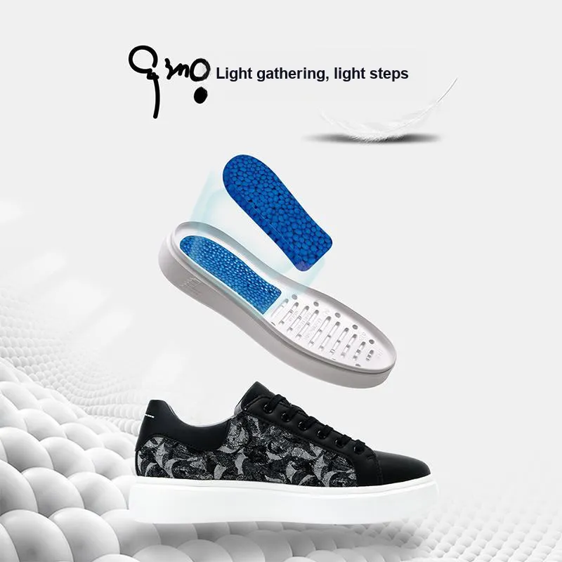 LESS IS MORE Anti Slip Wear Resistant Low Top Skateboard Shoes Men's Black White-2