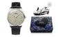 Silver Case Honey Dial Black Leather Strap