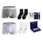 Long Staple Cotton[White+Gray]+[100% cotton Crew Socks × 2 Pack]Gift Box Set