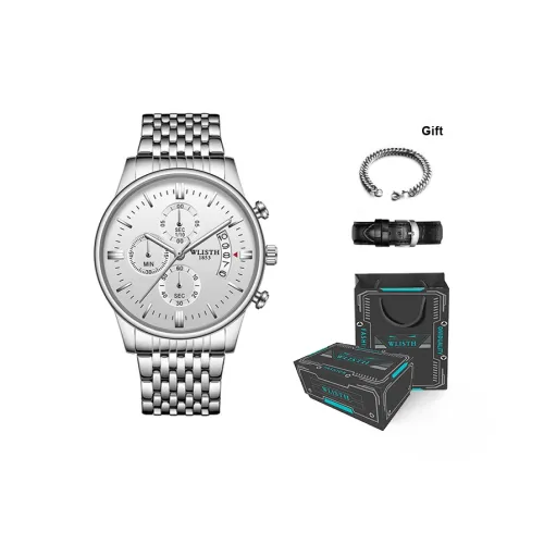 WLISTH Кварцевый механизм стальной ремешок мужские часы черный циферблат