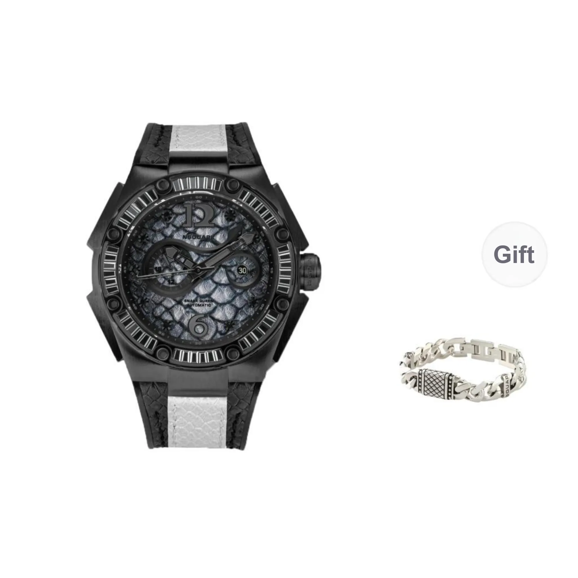 NSQUARE Queen Snake Collection Automatic Mechanical Movement Watch Men's Watches Black Dial