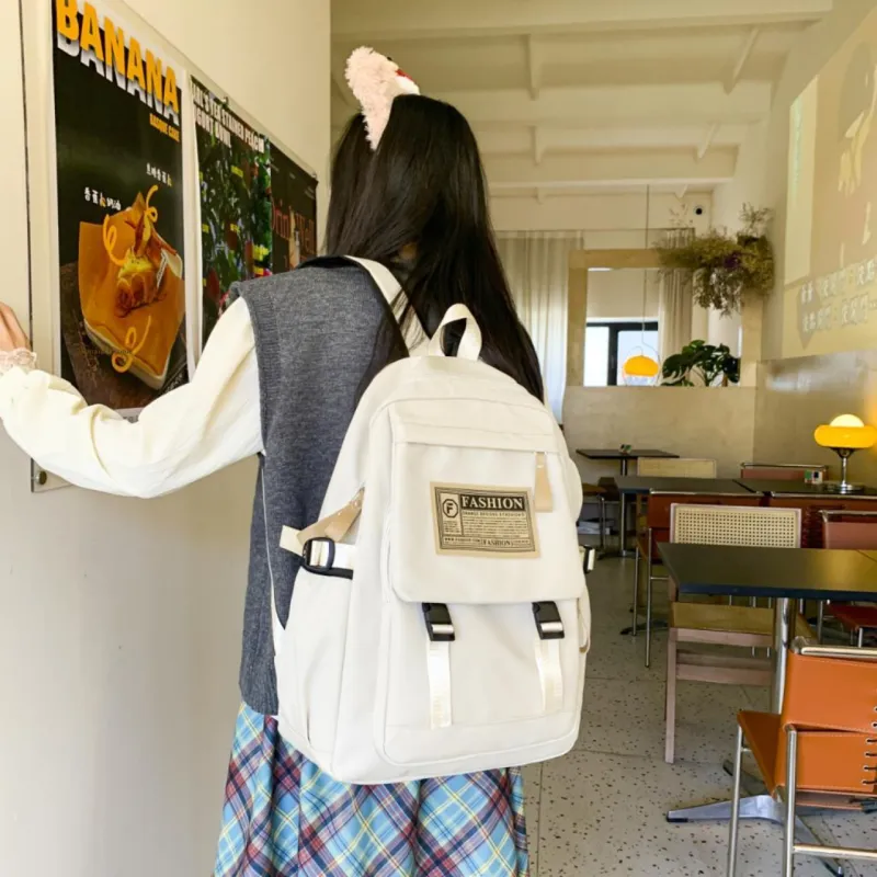 MOK Nylon Backpack Regular Unisex White/Black/Burgundy/Khaki-1