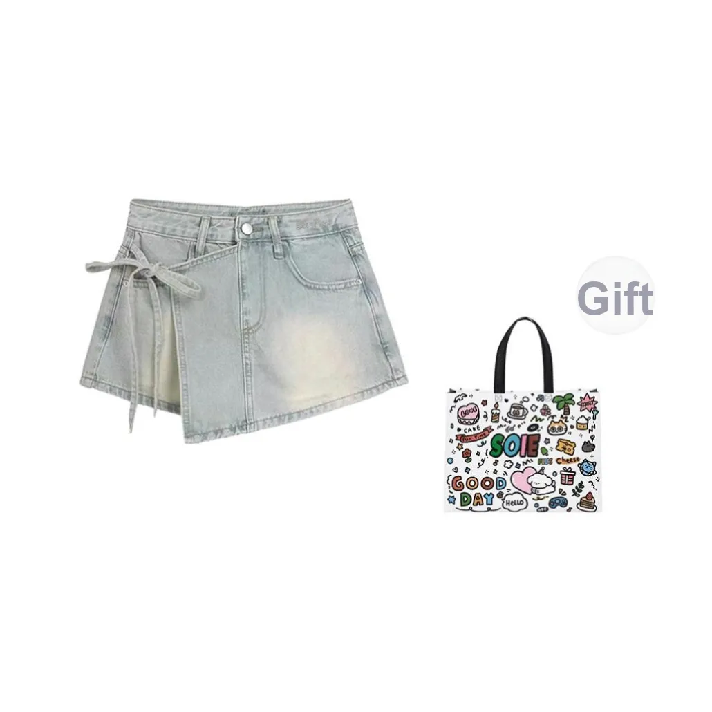 SOIE Denim Short Skirts Women's Light Blue