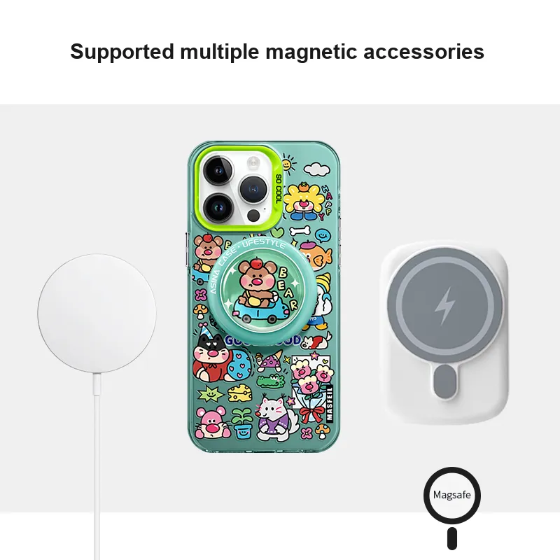 Marsfield Acrylic Material Magnetic Case Happy Graffiti Phone Cases Compatibility Apple 16/15/14/13 Pro/Pro Max-3