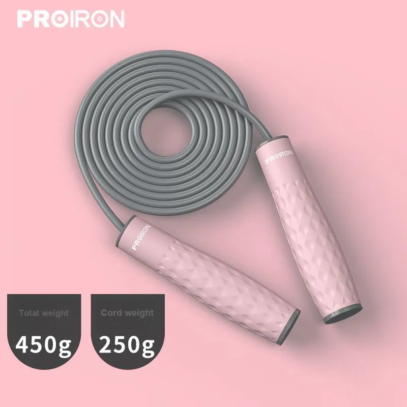 PROIRON Aerobic Fat Reduction Non Countable Weighted Jump Rope Adults PVC Rope, Silicone+PP Controller 3m-5