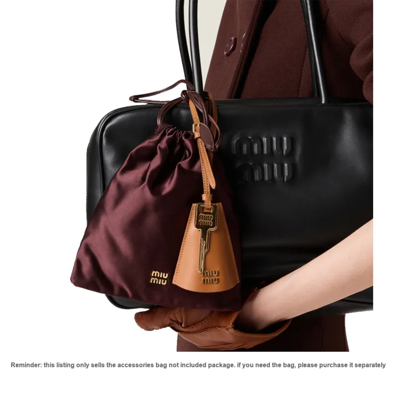 MIU MIU Cow Leather Bag Accessory Women's Cognac-4