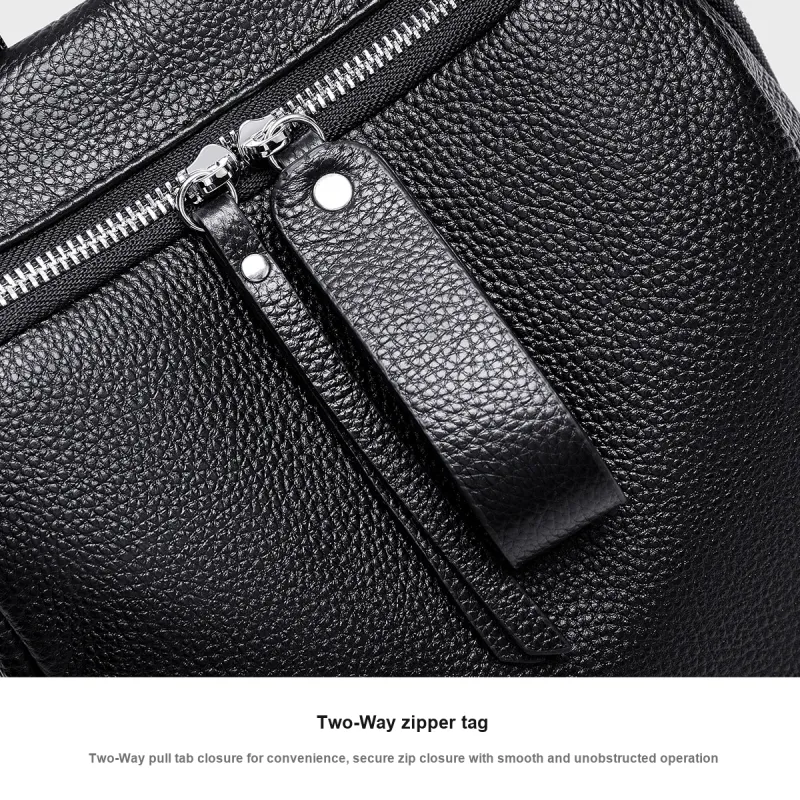 HARSON Cow Leather Backpack Unisex Black-4