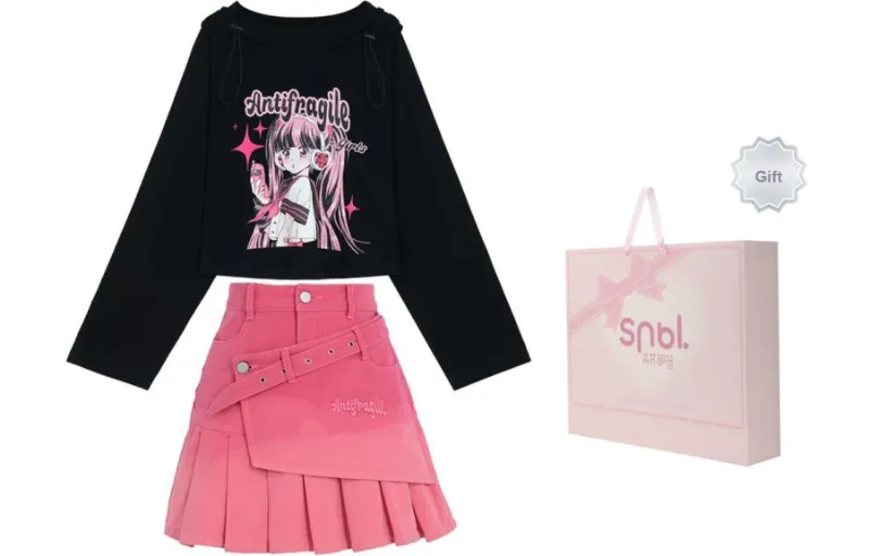 SNBL Skirt Set Women's Comic Girlish-5