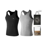 100% cotton 2 Pack (Black+Heather Gray) with Shopping Bag Included