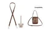 (Compatibility: Genuine Leather Style) Brown 1.1cm Width Plain Weave Silver-Tone Buckle 90-120cm+Beige Bear