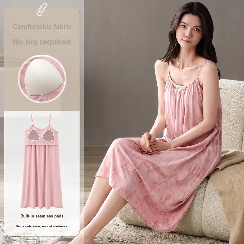 XIAFENYAN Nightgown Women's Pink-1