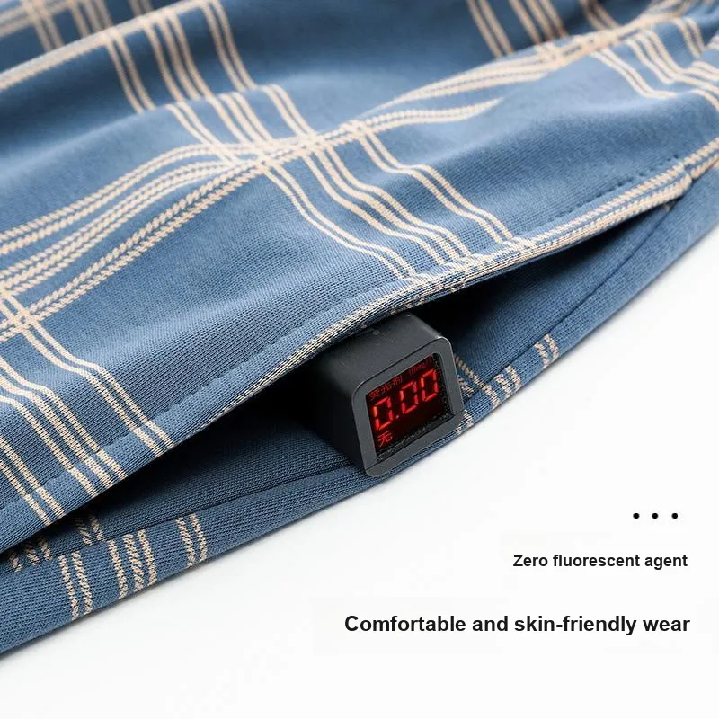 Ordifen Pajama Pants Men's Blue Plaid-3