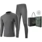 Men's Mock Neck Clothing Sets (Dark Heather Gray) 100% cotton Skin-Friendly/3A Antibacterial