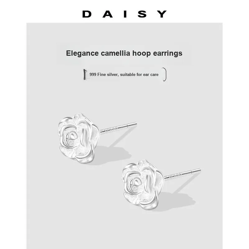 Daisy Dream 999 Fine Silver Needle Stud Earrings Women's-3