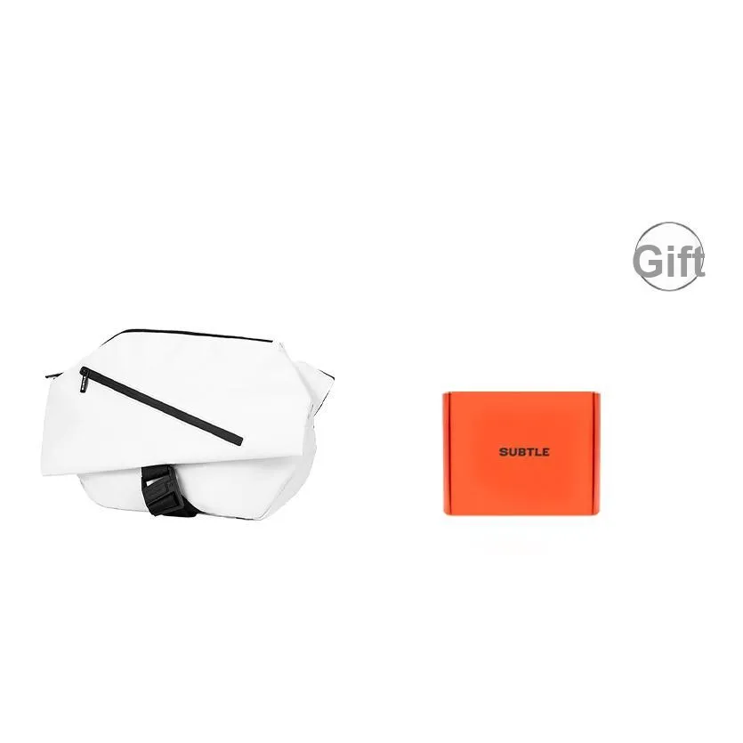 Subtle Nylon Fabric Shoulder Bag, Crossbody Bag, Sling Bag Large Unisex Black/White