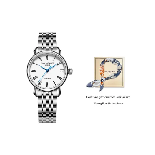 EMILE CHOURIET Автоматический Механический Механизм Женские Часы 30MM Белый Циферблат Корпус из Нержавеющей Стали