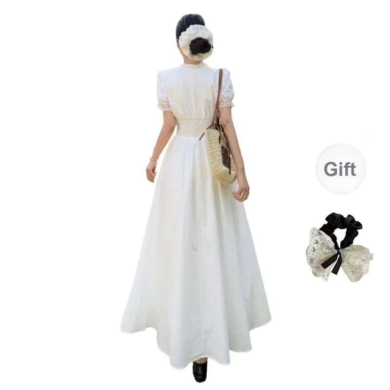 PAVEA Short Sleeved Dress Women's White-1