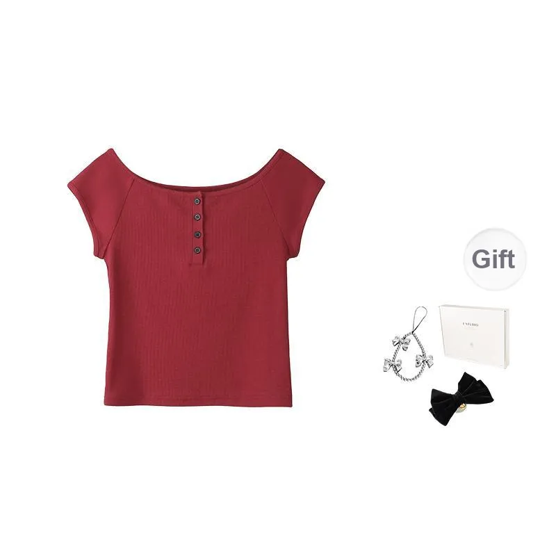 Fstudio Summer Crew Neck Fashion Solid Color Versatile Short Sleeved T Shirts Women's-7