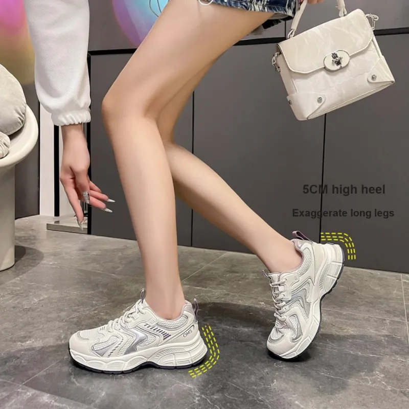 OMS Low Top Chunky Sneakers Women's Beige/Purple-5