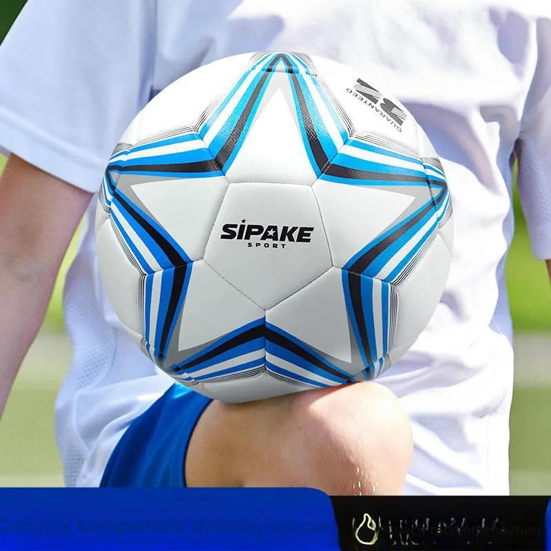 SIPAKESPORT Size 5 Size 4 Soccer PU Machine Stitched Soccer Ball Unisex Blue White-5