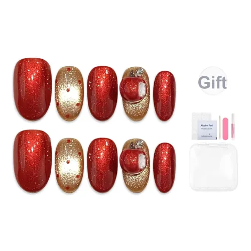 Yun Yue Joe Мирное яблоко Один укус яблока False Nail Короткий LADDER Красный Jump Цвет Кошачий глаз 15 мм