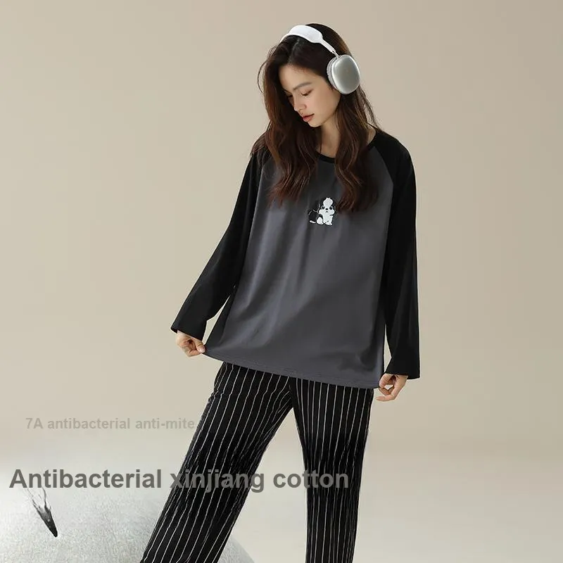 Allenalyson Pajama Set Unisex Gray Black-1