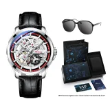Silver Case Red Dial Black Leather Strap[RIETI Brand Sunglasses Clothing Sets]