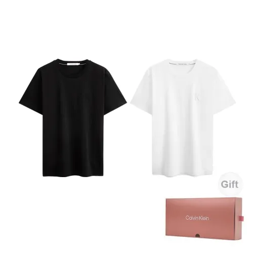 Calvin Klein T-Shirts Men YAF-Polar White+BEH-Volcano Black