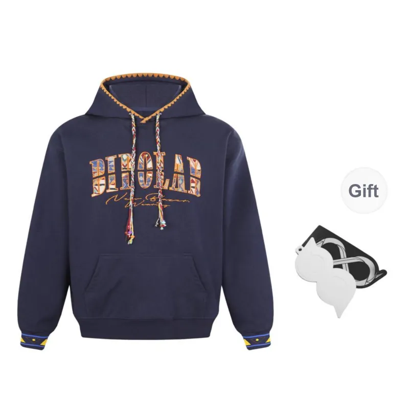 BIPOLAR Sweatshirt Unisex Heather Gray Navy Blue-4