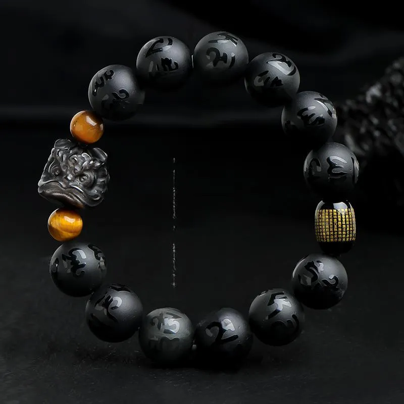 With The Heart Of The Jade Obsidian Bracelets Unisex-1