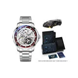 Silver Case Red Dial Steel Band[Limited Sports Car Clothing Sets]
