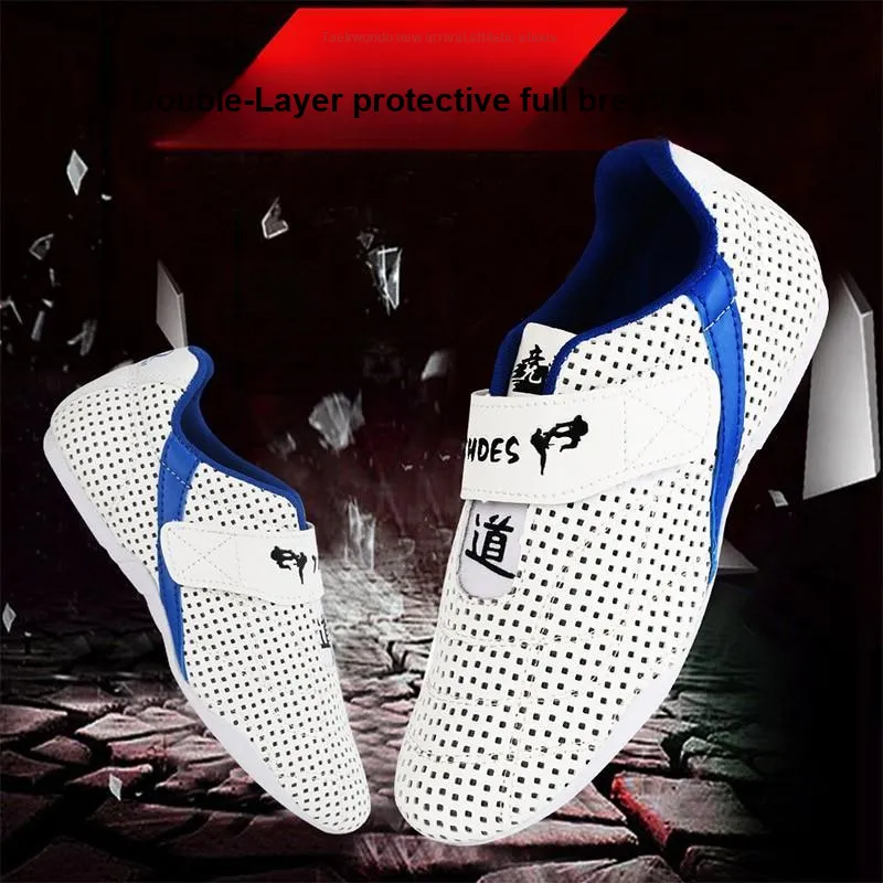 Competition Anti Slip And Wear Resistant Lightweight Low Top Taekwondo Shoes Unisex White-2