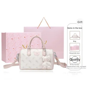 NUCELLE PVC Flying Horse Boston Bag Shoulder Bag Crossbody Bag Pillow Bag Small Size Women's Peachy Pink