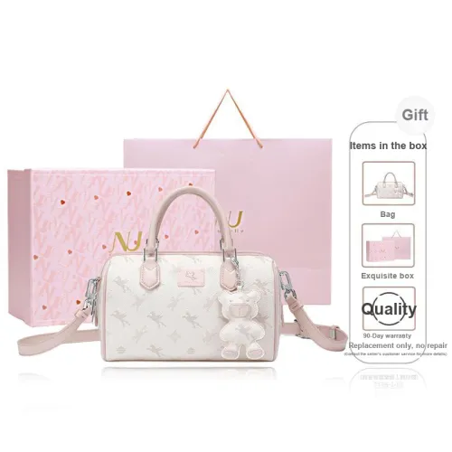 NUCELLE PVC Flying Horse Boston Bag Shoulder Bag Crossbody Bag Pillow Bag Small Size Women's Peachy Pink