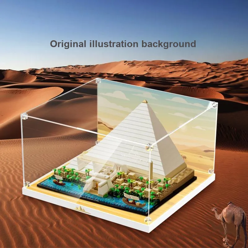 LIGHT YOUR BRICKS 100 Fun Compatible Building Block 21058 Giza Great Pyramid Display Case Model Accessories-1